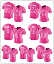 Jersey ''49ers''Women Steve Young Joe Montana Trey Lance Jimmy Garoppolo Deebo Samuel Nick Bosa George Kittle Pink Rush Fashion