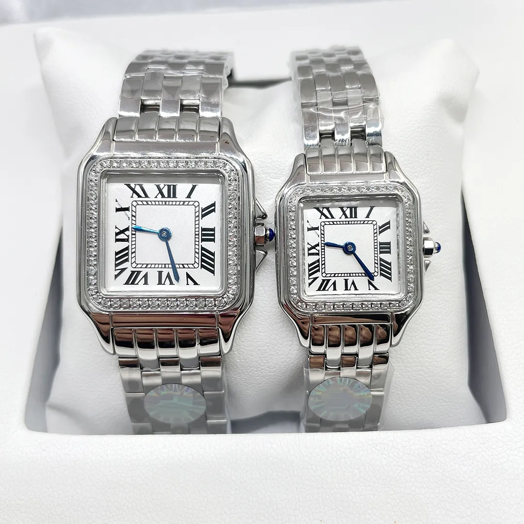 Bayanlar Kadınlar İçin İzler Yüksek kaliteli gümüş elmas saat Lady Square Watch Designer Watches Watches Watches Quartz Paslanmaz Çelik Moda Saatleri Lüks