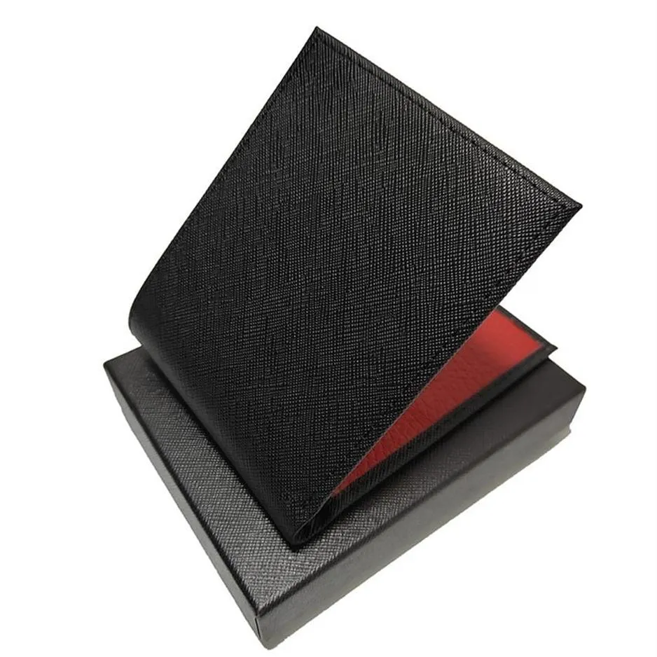 Leather wallet Mens card holder Portable handbag Thin 8-slot cash clip German craftsmanship red inner layer Folding coin storage b219n