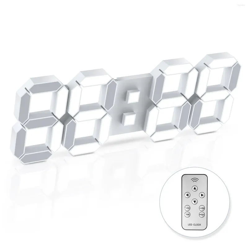 Smart Home Control Edup 3D LED Relógio de Parede Grande Digital com Alarme Remoto Tempo / Data / Temp Display WallTable Modern D