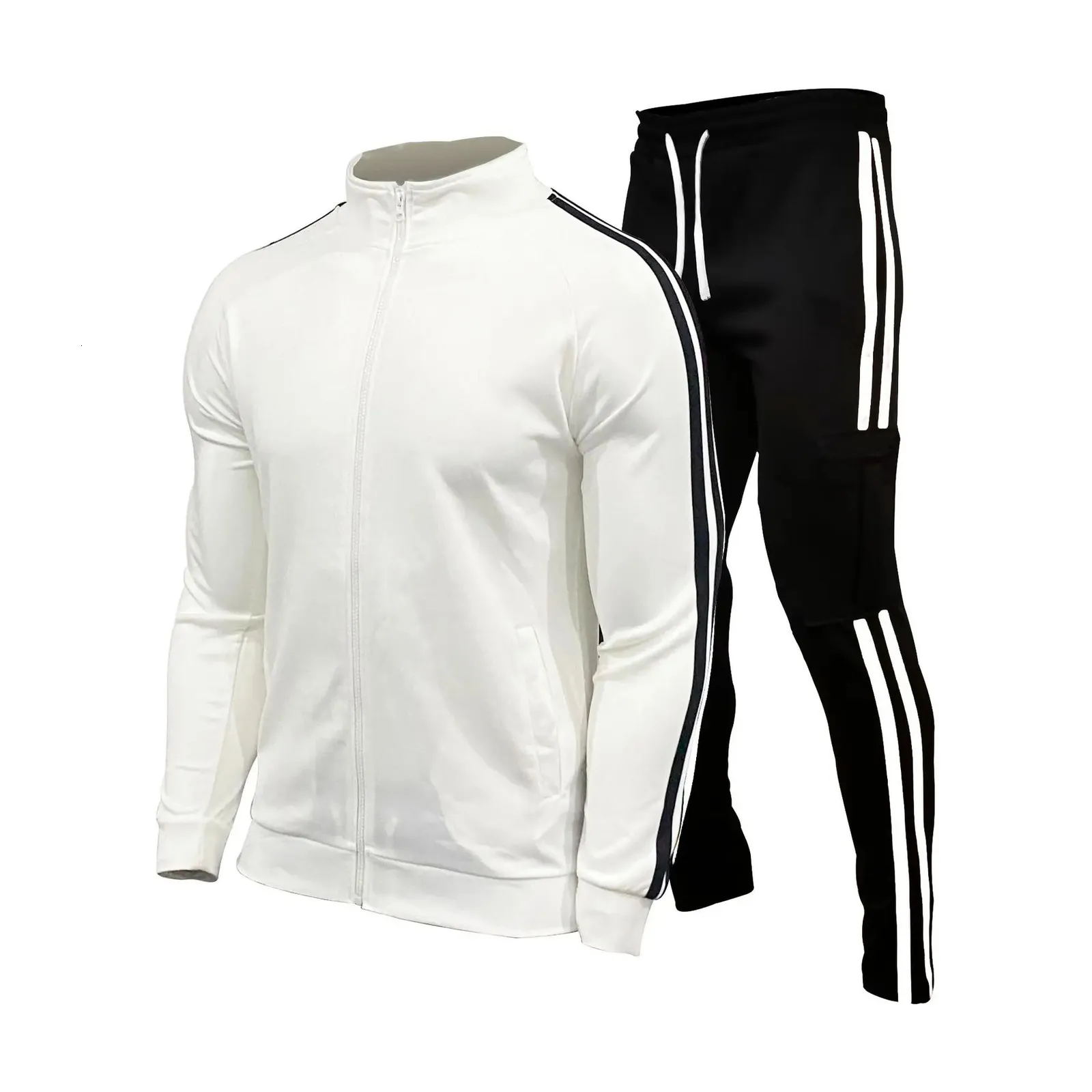 Tracksuits masculinos primavera e outono roupas mens moda tendências 2023 simples durável lavável conjunto de duas peças para ginásio pista suor terno 231219