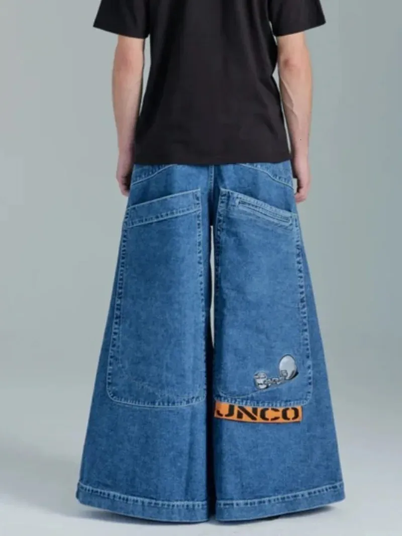 Jeans pour hommes JNCO Baggy Y2K Hommes Hip Hop Poches Bleu Vintage Denim Pantalon Harajuku Gothique Pantalon Large Skateboard 231219