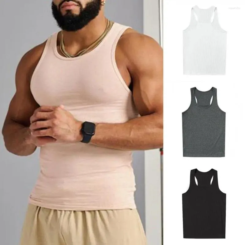 Men's Tank Tops Comfortable Top Men Running Vest Stylish Sleeveless Sport Vests For Fitness Leisure Slim Fit Racerback In Solid