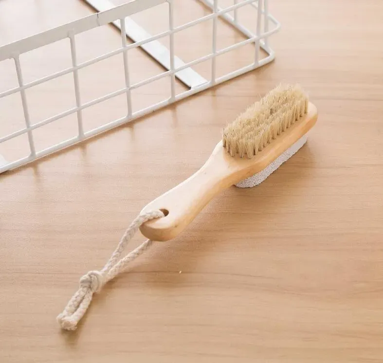 Bath Mane Bristles Clean Feet Brush Wooden Pumice Stone Feet Pedicure Callus Removal Foot Care Brush Remover Dead Skin Clean