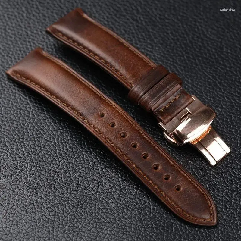 Watch Bands Calfskin Leather Watchbands Soft Handmade Band Wrist Strap Stainless Steel Butterfly Buckle Replacement 18mm 20mm 22mm