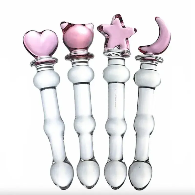 Anal Toys Gay Sex Products Butt Plug Vaginal Stimulation Vibrator Love Heart Wand Valentine Glass Handcrafted Dildo Toy 231219