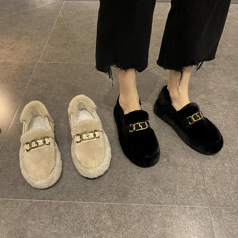 Klädskor grunt munskor kvinna trösklar plattform slip-on rund tå loafers päls casual kvinnliga sneakers modis creepers moccasin s 231219