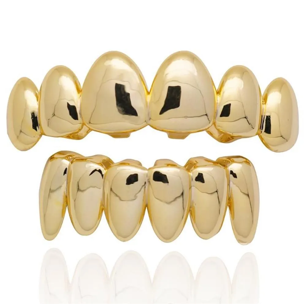 Hip Hop nieuwe Tanden Grillz Iced Out Top Bottom Tand Set Voor Mannen Vrouwen 3 Kleuren Mode Onregelmatige Tand Grillz Jewelry235D