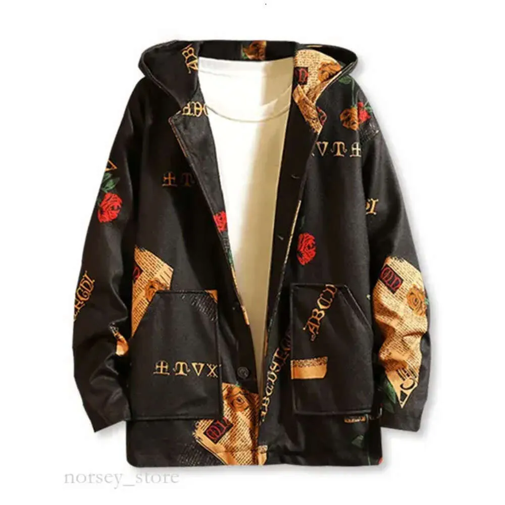 ZAFUL Zeitungsblumen-Buchstaben-Grafikdruck mit Kapuze ZAFUL-Jacke Baumwolle Herren Vintage-Druck Knopftaschenmantel Tägliche Outdoor-Jacken Zaful Puffer 210