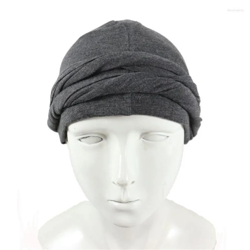 Boinas homens turbante headwrap haloturban durag confortável quimio chapéu cetim forrado lenço muçulmano hijab272g