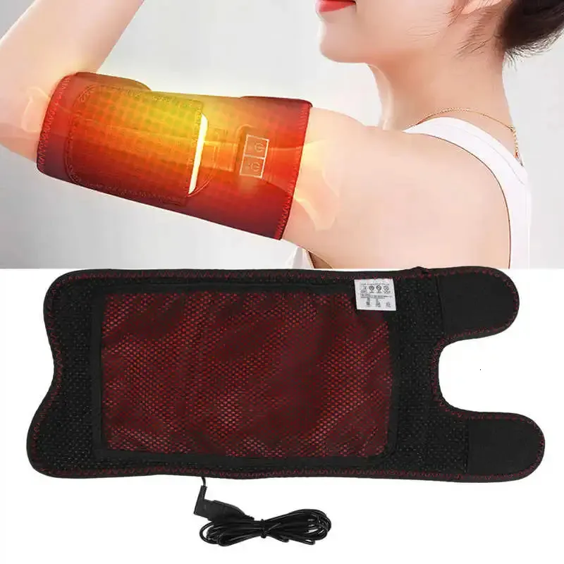 Ansikte Massager Electric Heat Vibration Massage Arms Brace Support Belt Massage Therapy Wrap Pad For Elbow Injury Pain Relief USB Charge 231218