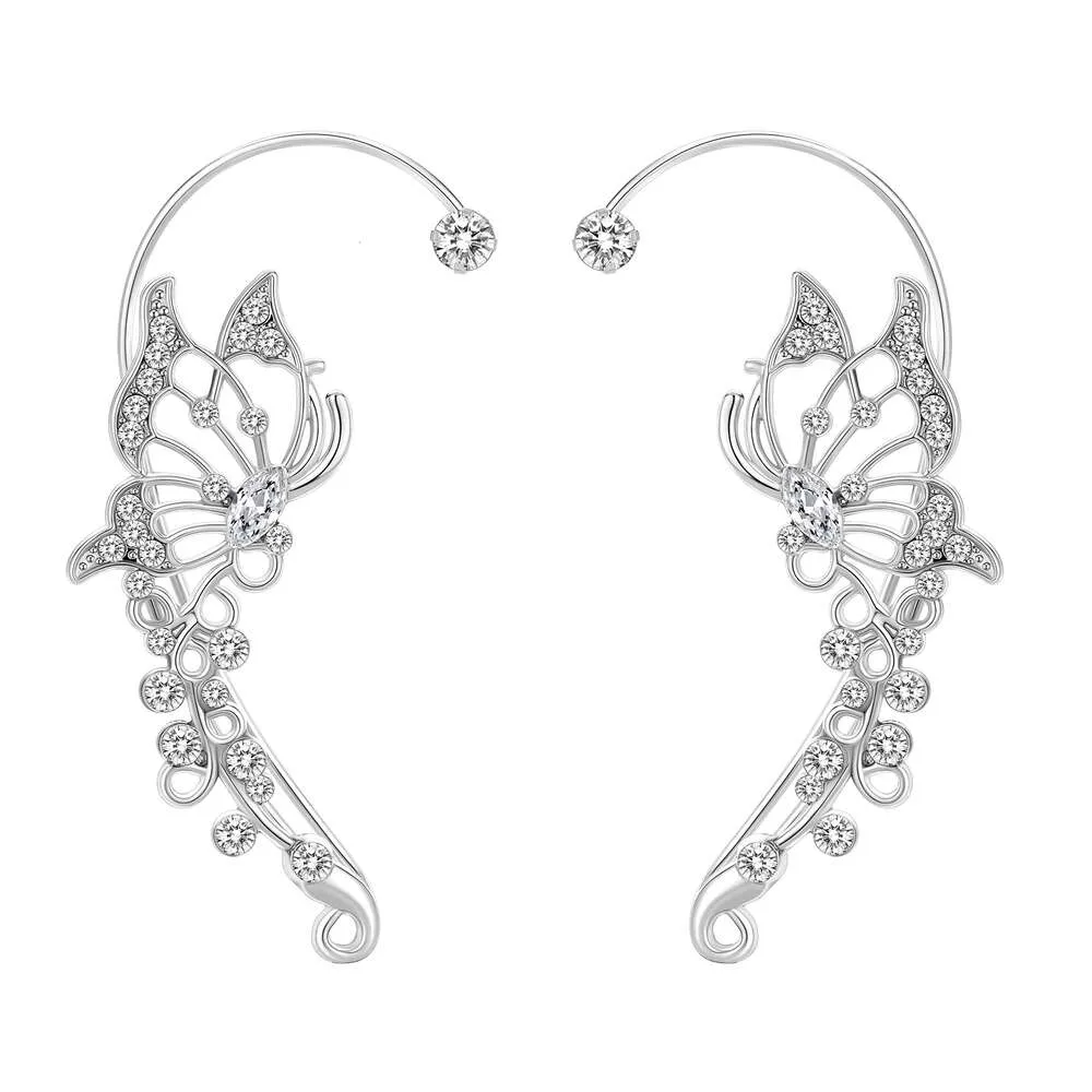 Fashion Earrings No Ear Piercing Jewelry Sier Gold Cuff Butterfly Elf Earring for Women at Party