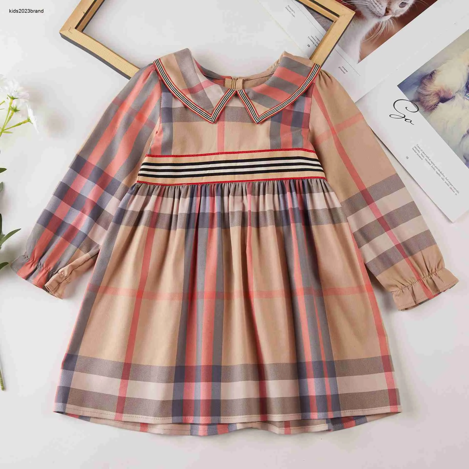 New baby dress minimal design girl dresses kids designer clothes Size 100-130 Long sleeved child skirt toddler frock Dec05