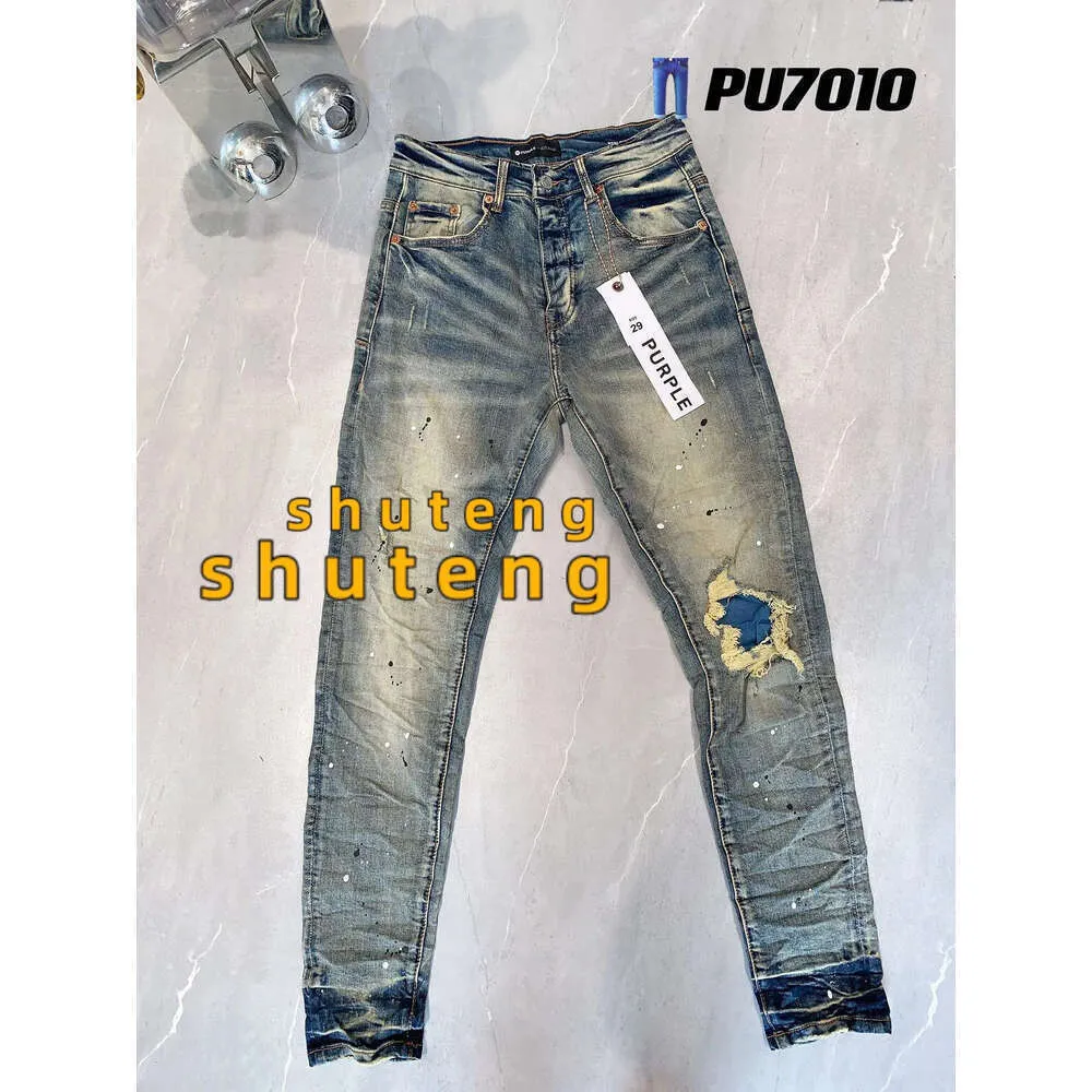 Designerjeans für Herrenhosen Lila Jeans Lila Jeans Herrenjeans Trends Distressed Black Ripped Biker Slim Fit Motorrad Mans Stacked 241