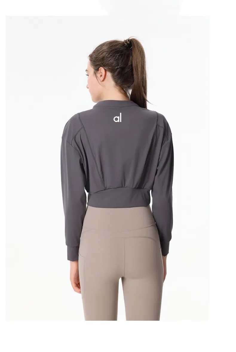 Al Yoga Jacket Sports Coat Womens Tight Yoga Clothes Women Top Zipper Cardigan Fitness 1333
