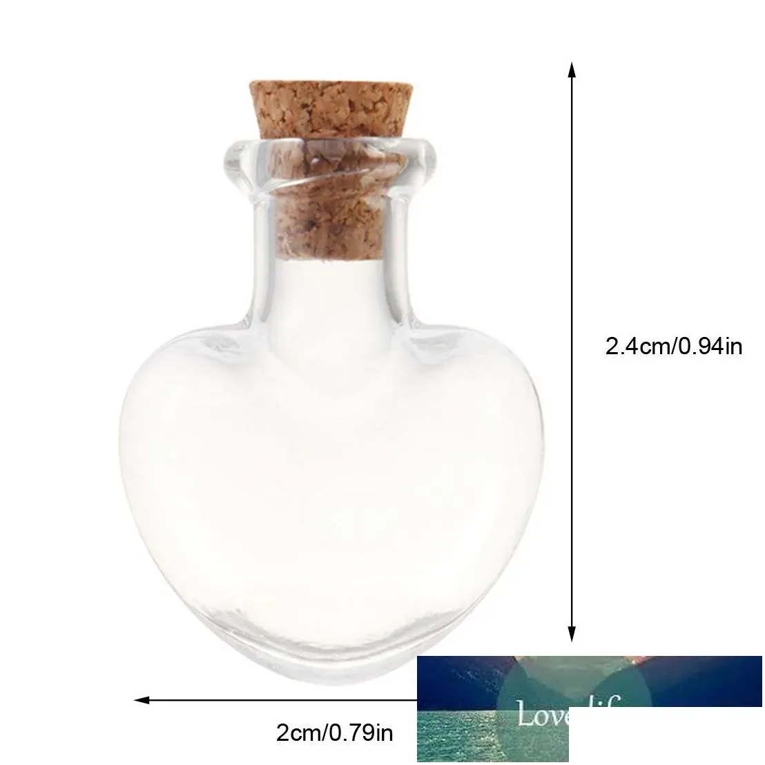 wholesale 50Pcs 2.4 X 2cm 5ml Heart-Shaped Mini Glass Cork Bottles Empty Sample Small Jars Wishing Glass Bottle Storage Vial -