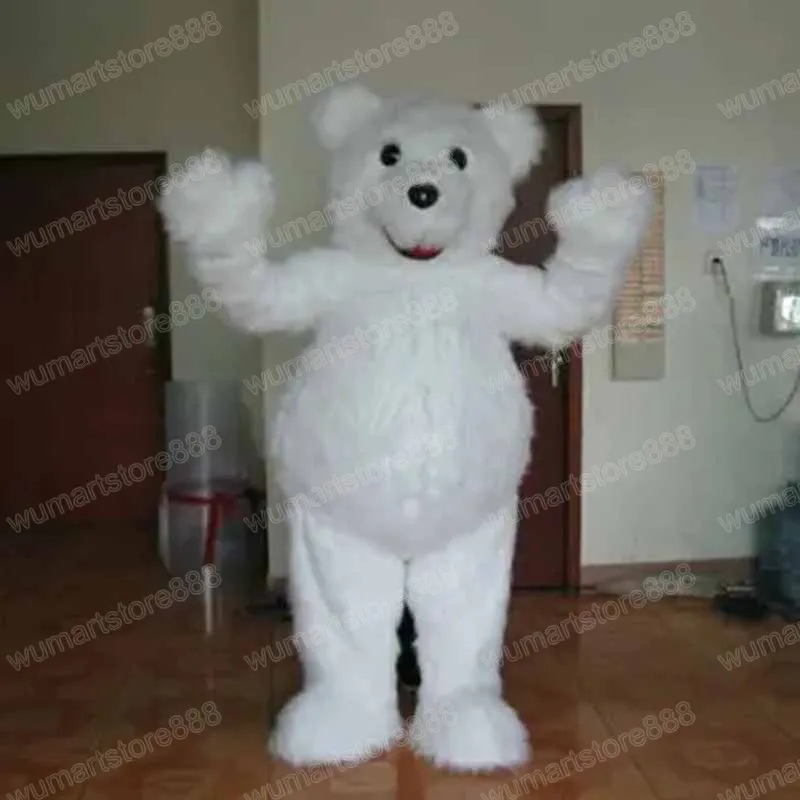 Newest White Bear Mascot Costume Top quality Carnival Unisex Outfit Christmas Birthday Outdoor Festival Dress Up Promotional Props Holiday Party Dress