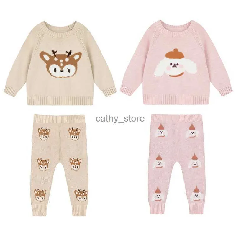 Pullover Spring Baby Meletwear for Boys Girls Girls Girl Girl Clotions Baby Boy Sweater مجموعات قمم + بنطلون سحب المدى المولودات المواليد المواليد مجموعات 0-3YL231215