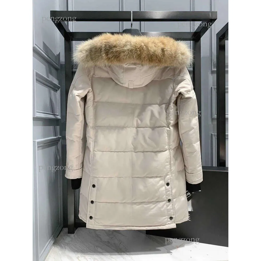 23SS Designer feminino canadense ganso de comprimento de comprimento mid comprimento bosque de jaqueta feminina de parkas inverno grossa casacos quentes à prova de vento DSF 699