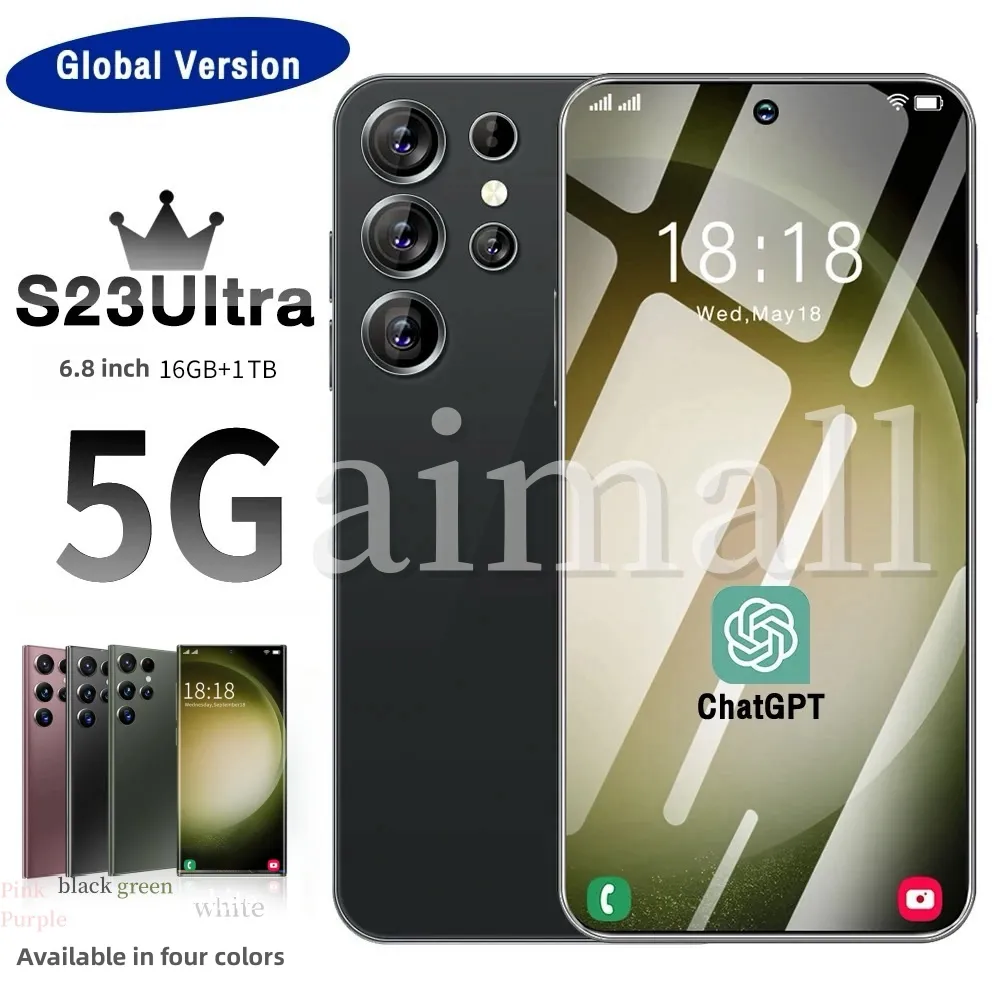 6.8 Inchs 5G S23 Ultra S24 Cell Phones Unlock Touch Screen Mobile Phone Androids S23 Smartphone Camera Telephone HD Display Face Recognition 256GB 1TB Local