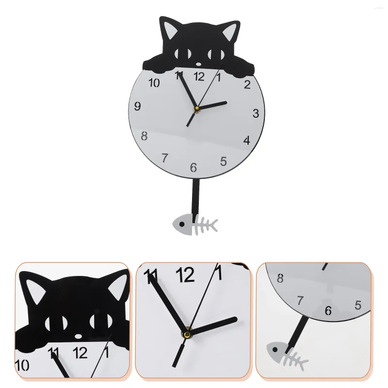 Horloges murales exquise apparence de chaton horloge suspendue décorative pour la maison