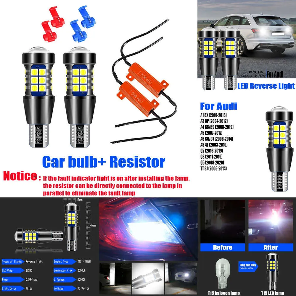 新しい装飾ライト2PCS LEDリバース電球W16W T15 921 CANBUSアウディA1 8X A3 8P A4 B8 B8 B9 A5 A6 C6 C7 A8 Q2 Q3 Q5 TT 8Jのエラーバックアップランプ