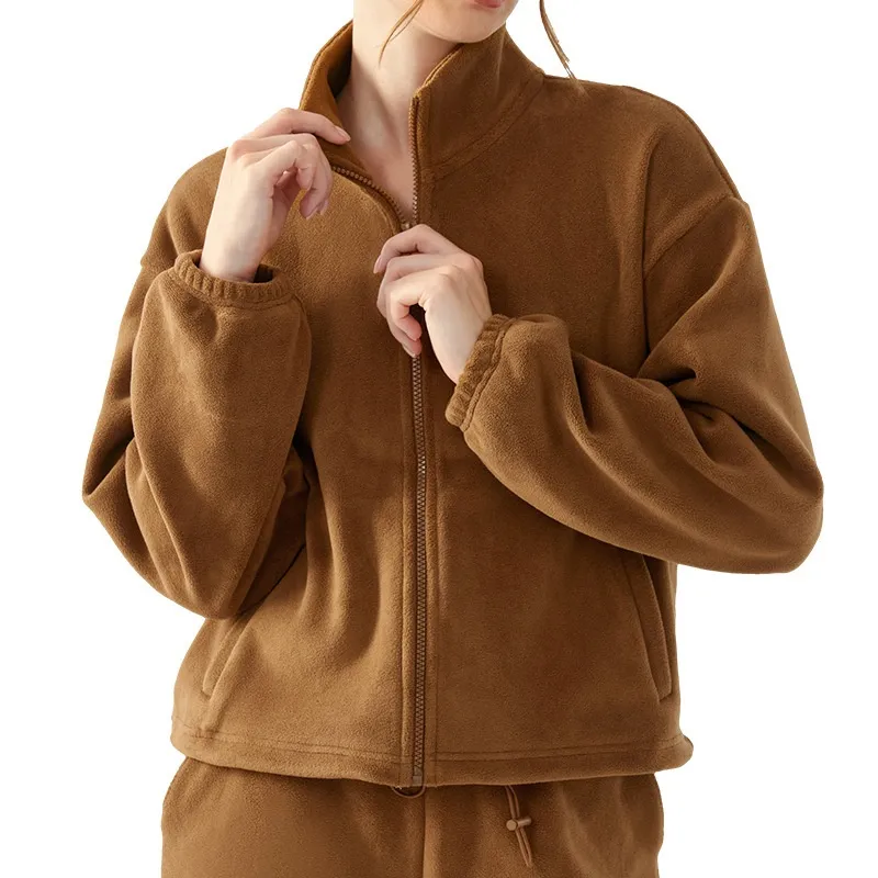 Al Yoga Jacket Sports Coat Womens Tight Yoga Clothes Winter Fleece Coat Långärmad topp blixtlåsjackor fitness DSL700