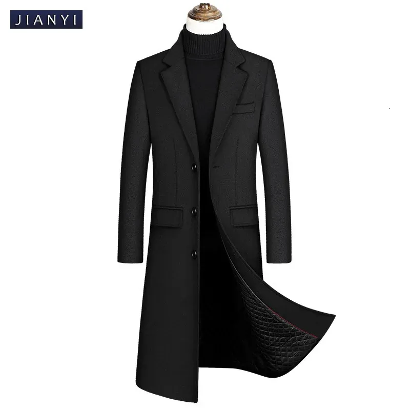 Jaquetas masculinas à prova de vento único breasted versão coreana magro encaixe longo joelho grosso 30 lã casaco de lã negócios casual parka 231219