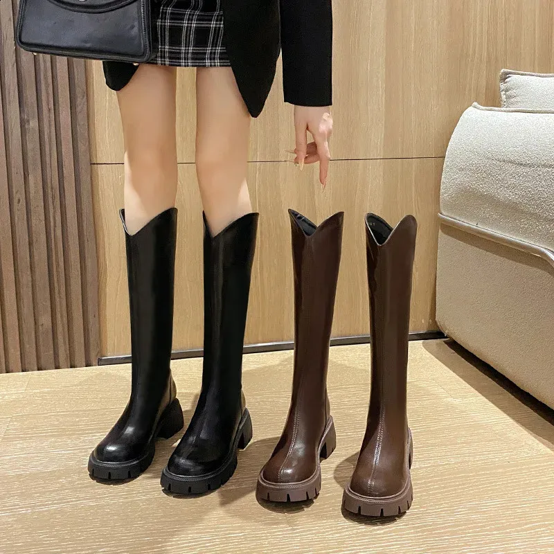 Boots Martin Boots Women's Long Boots Autumn Winter Slim Boots Mid tube High Tube Knight Boots Zipper Genuine Leather Women Boots 231219
