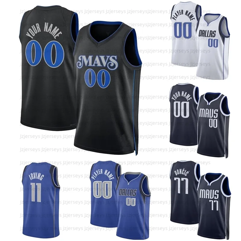 Barn Mens Luka Doncic Kyrie Irving City Basketball Jerseys Dirk Nowitzki Maverick City 77 11 Blue Black Edition Green Jersey 2023 2024