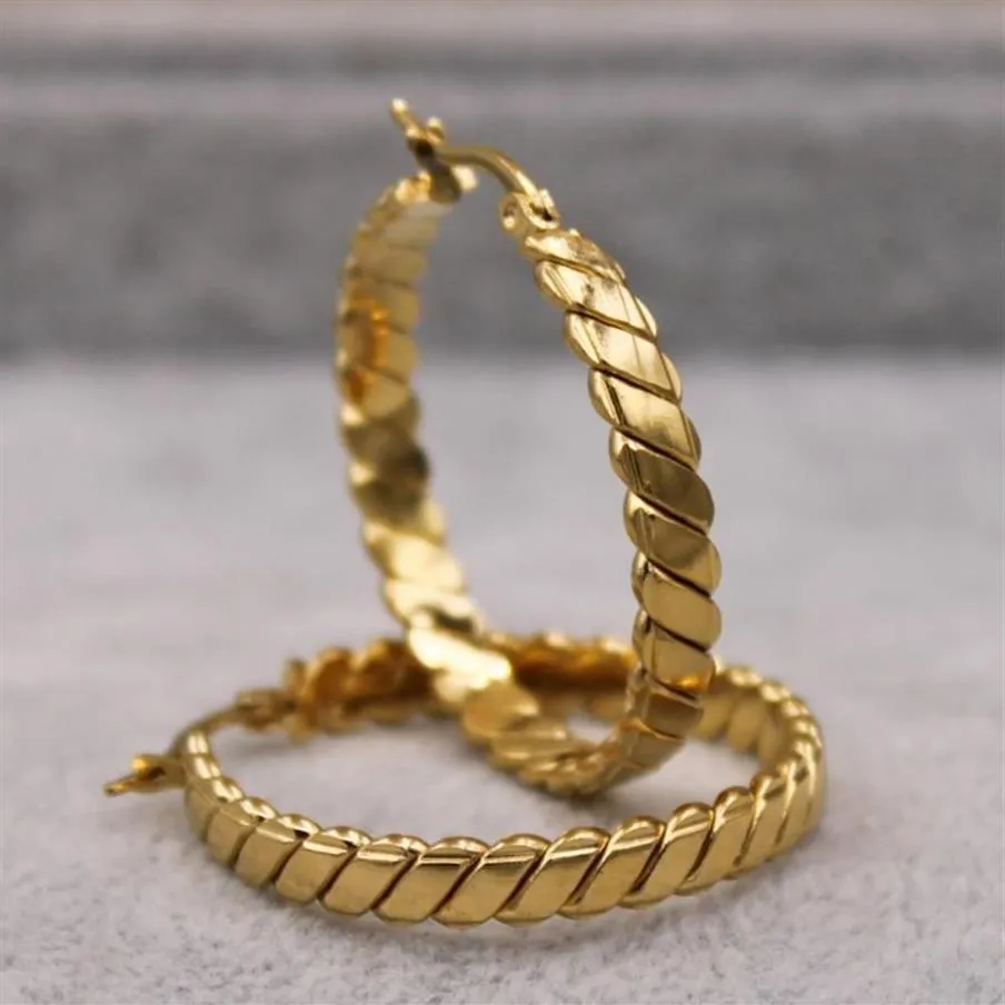 Fashion Round Hip Hop Large Hoop Earrings For Women's Gold Plated Filled Women Jewelry Accessories Wedding & Huggie340e
