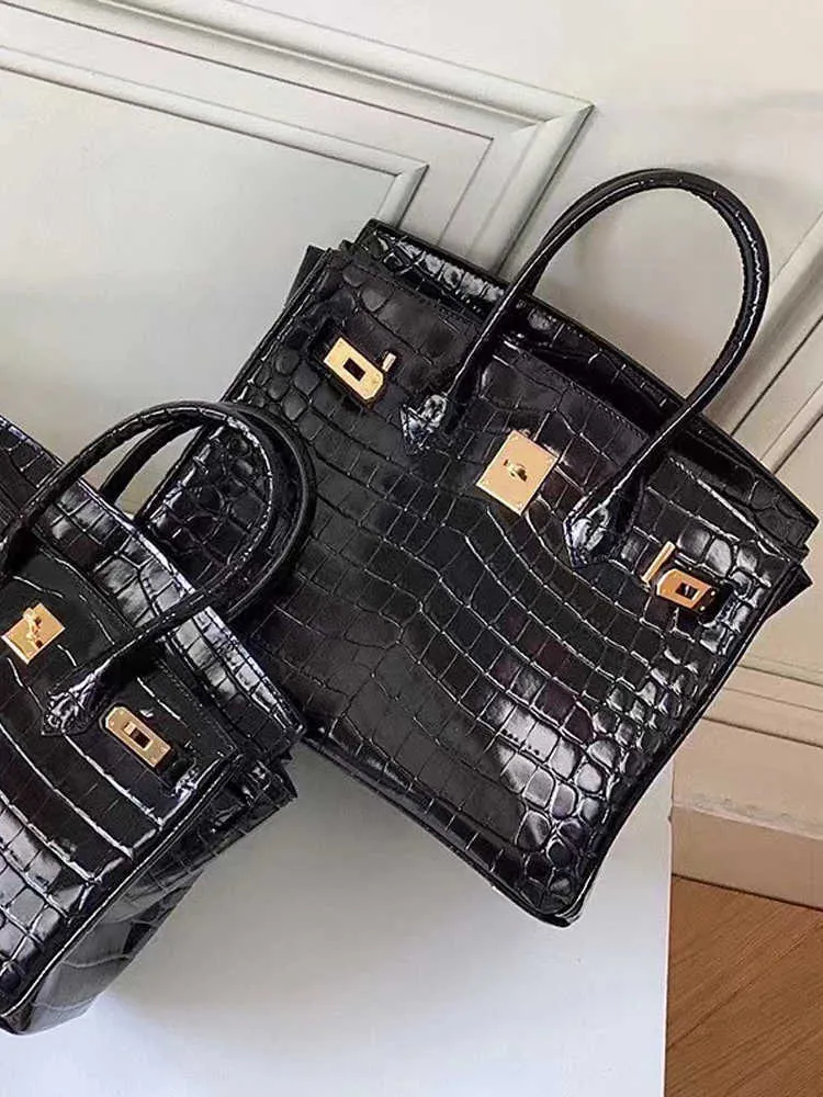 BK Genuine Handbag Bags Women's Style Niche High Sense French Alligator Business Carrie Bag Leather Large Capacity Tote Shoulder