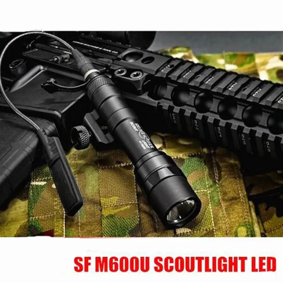Luces SF M600U Luz de explorador LED 500 lúmenes CREE LED XPG R5 Luces de pistola Versión completa Linterna de caza Interruptor táctico Black2520