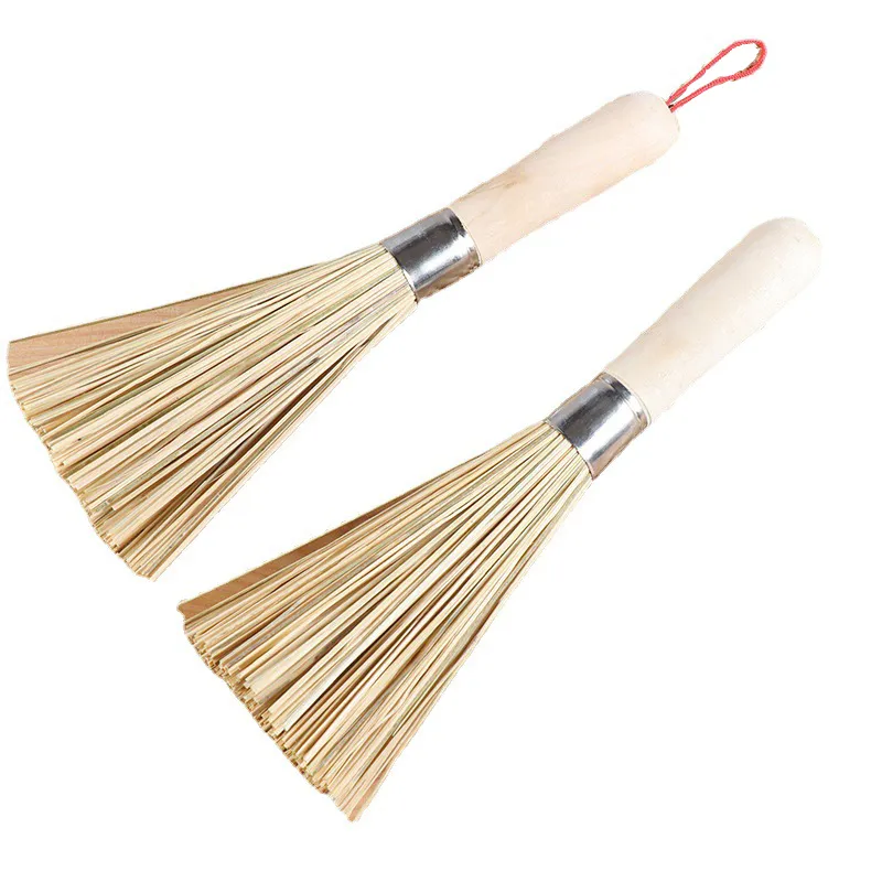 Bamboo Brush Wood Handle Cleaning Brushes Pot Brushハング可能なキッチンクリーニングツール24cm