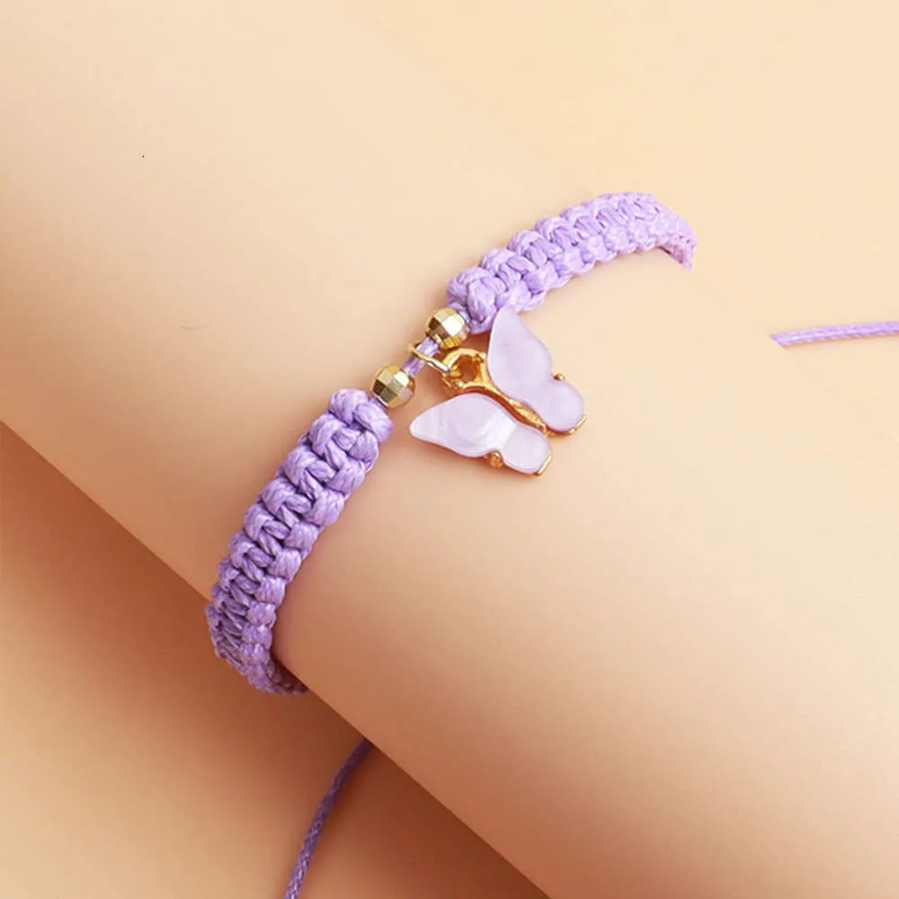 Neue Ankunft farbige handgemachte verstellbare böhmische Schmuck Boho Acryl Schmetterling Fußkettchen Armband für Frauen