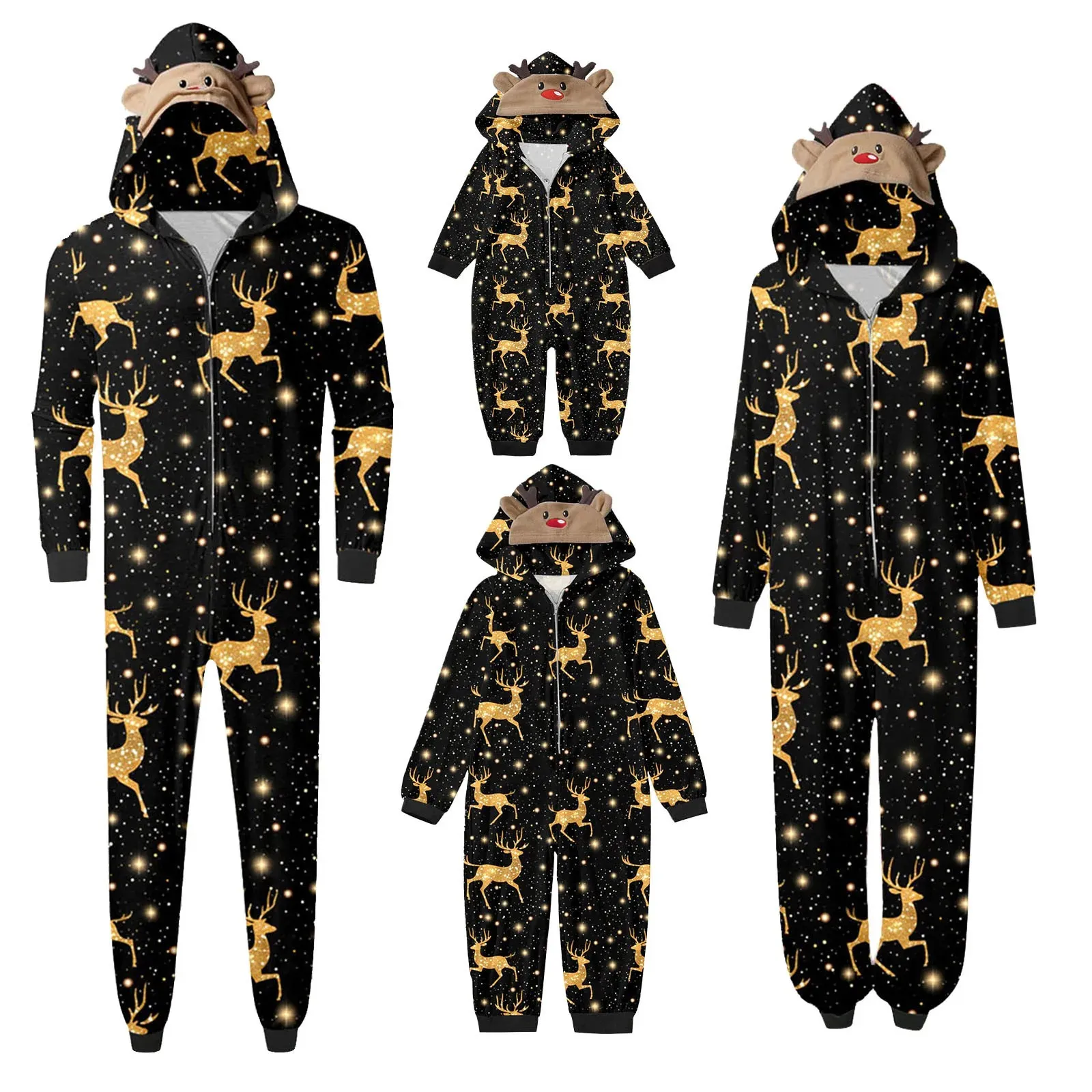 Familie bijpassende outfits kerst pyjama pyjama set schattig herten oor hooded romper volwassen moeder vader kinderen baby outfit kerstlook 231218