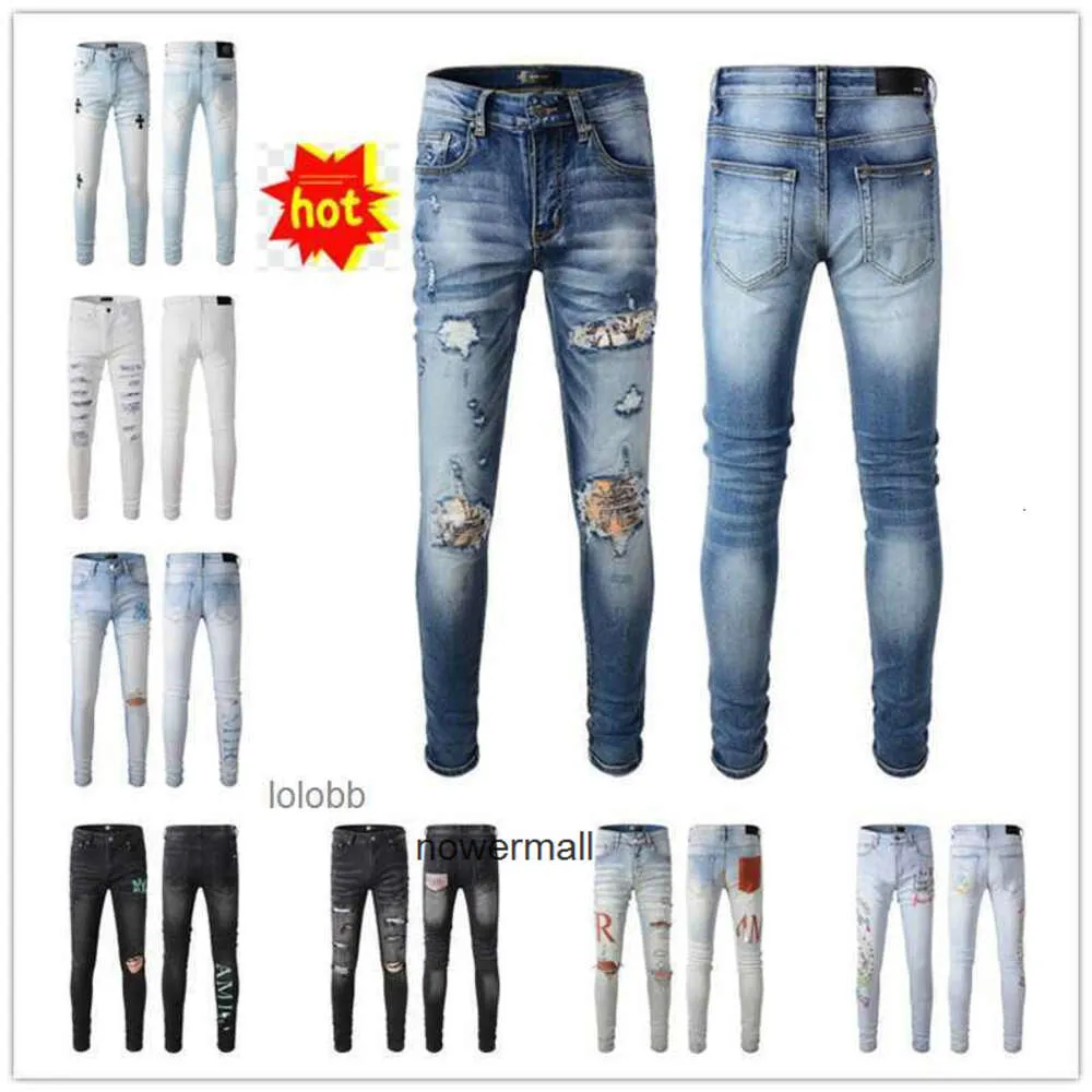 Man amari amirl amirlies clo am amis imiri amiiri coolguy ny ankomst män cyklist lyxdesigner denim jeans byxor hål byxor jean iaik