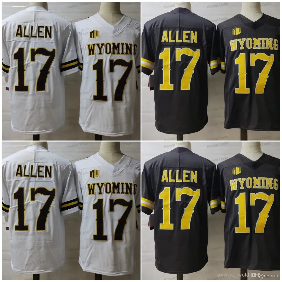 PERSONALIZADO Wyoming Josh Allen College Football Jersey 17 Brown White