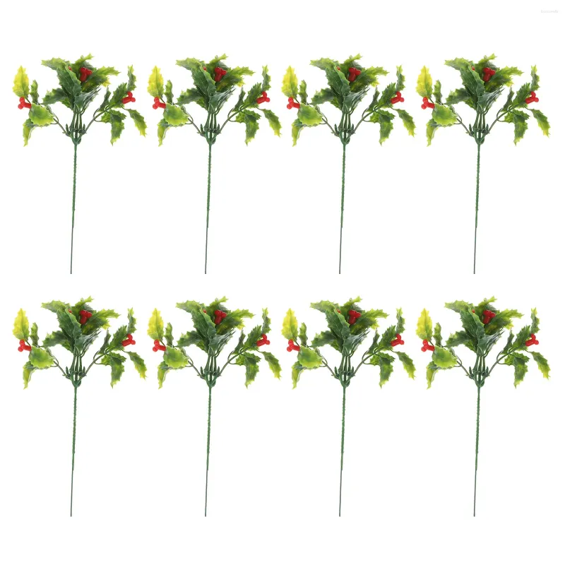 Flores decorativas 12 pcs picaretas de flores de Natal Holly Berry Stem Tree Floral Pick Ramos Decoração de férias Vasos e