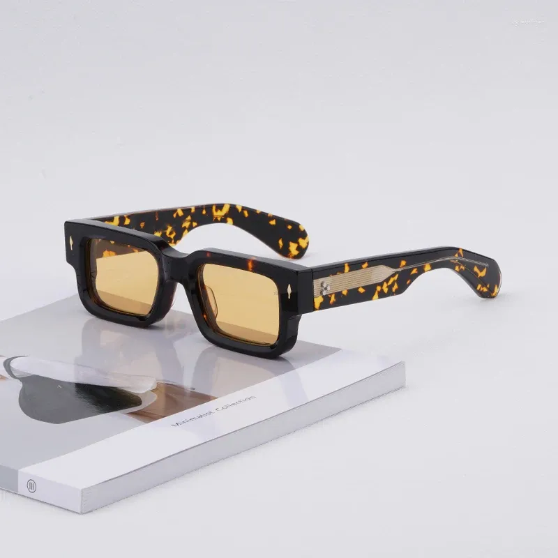 Gafas de sol marcos Vintage Fashion Square Men de alta calidad UV400 Ejeglas hechas a mano Tendencia a las mujeres JMM Ascari