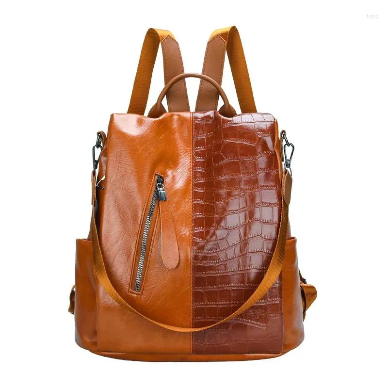 Sacs d'école XZAN mode femmes sacs à dos de haute qualité en cuir femme dames sac coréen étudiant Alligator modèle Preppy Style sac à dos