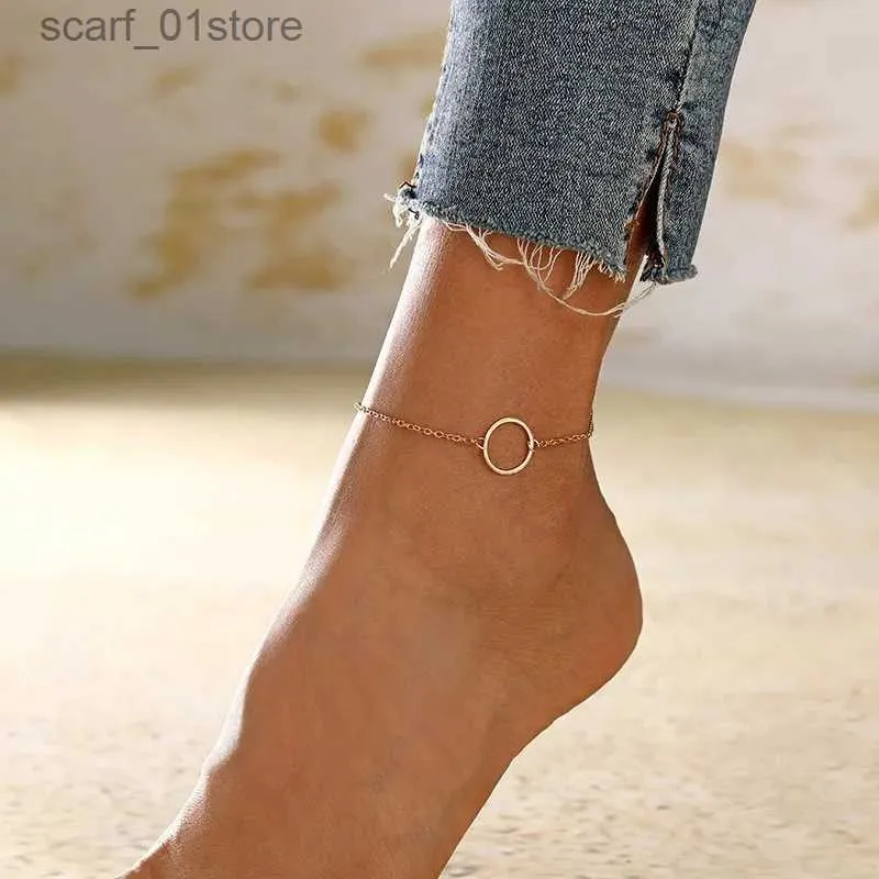 Anklets Tren Summer Round Ankle Big Circle For Women Foot Anklet Bracet Summer Beach Barefoot Sandals Armband Ankle On the Ben Femalel231219