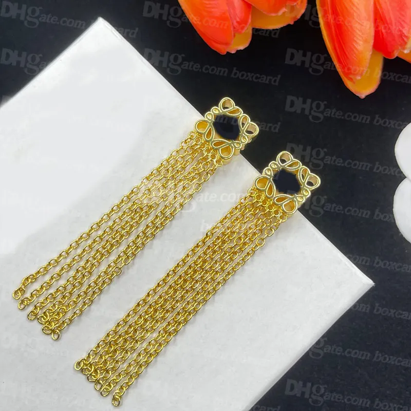 Classic 18K Gold Plated Earrings Fashion Tassel Style Chic Pendant Earrings Studs Anniversary Valentine Birthday Gifts