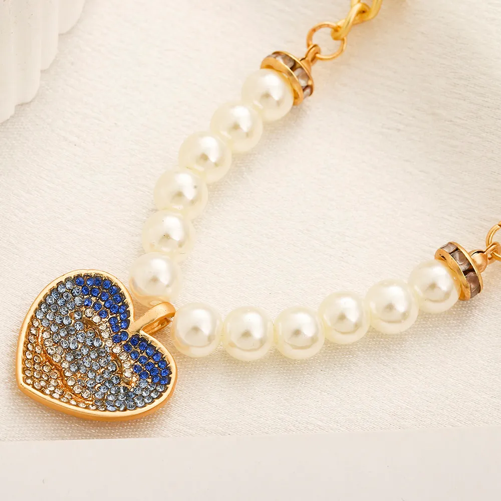 Moda damska naszyjnik wisiorek kryształowy naszyjniki perłowe łańcuch 18K złoty plisowany stal nierdzewna projektant marki