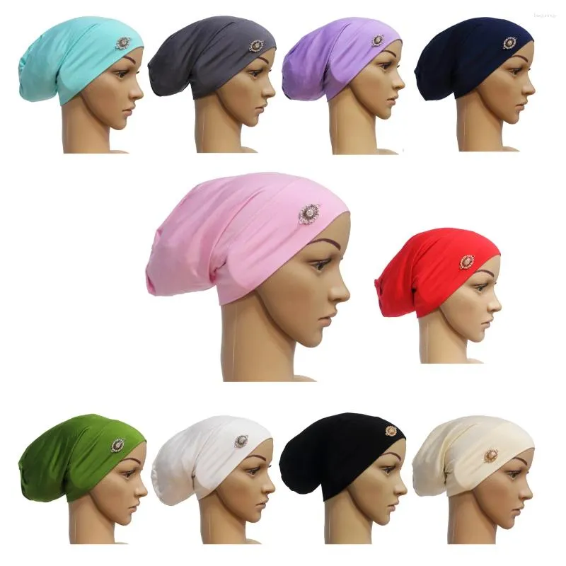 Roupas étnicas Muçulmanas Árabes Mulheres Cor Sólida Modal Hijab Cachecol Interno Xaile Turbante Islâmico Senhora Diamante Tubo Cap Nun Irmã Headwear