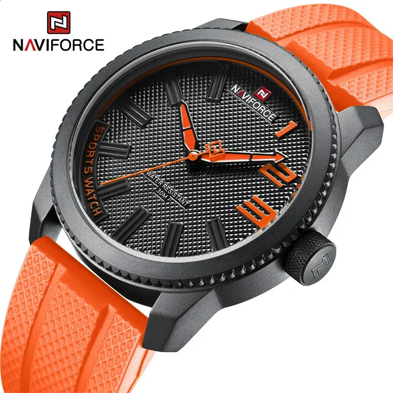 Armbandsur Naviforce Top Luxury Brand Quartz Watch Men Silicone Strap Military Watches 30atm Waterproof Arm Wristwatch Relogio Masculino 231219