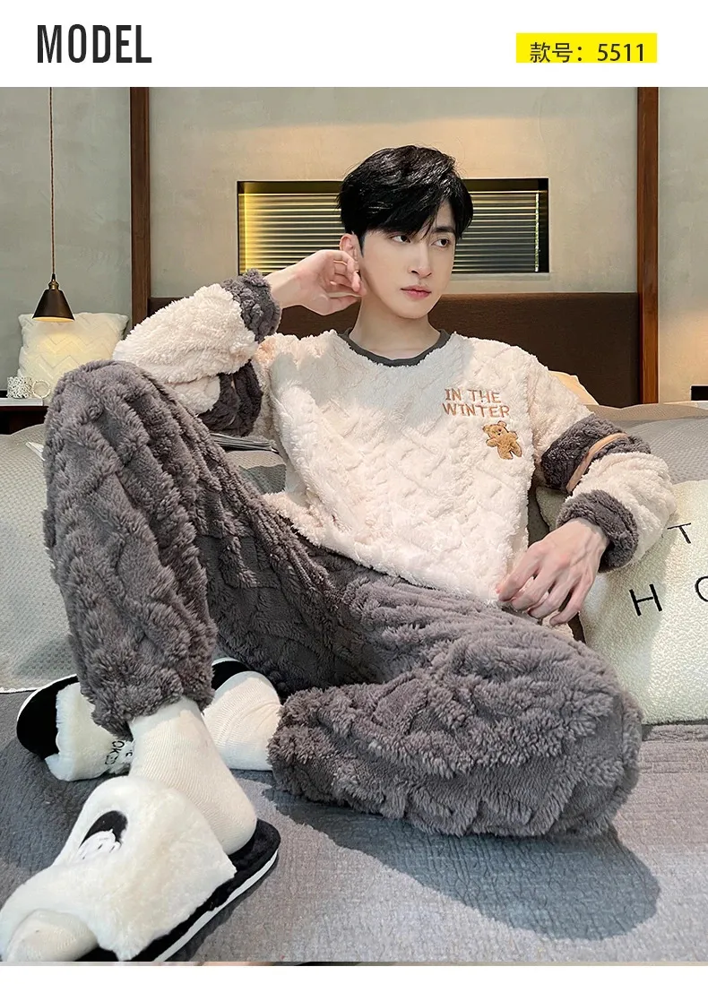 Vnihaq Mens Loungewear Sets Winter Fleece Half Zipper