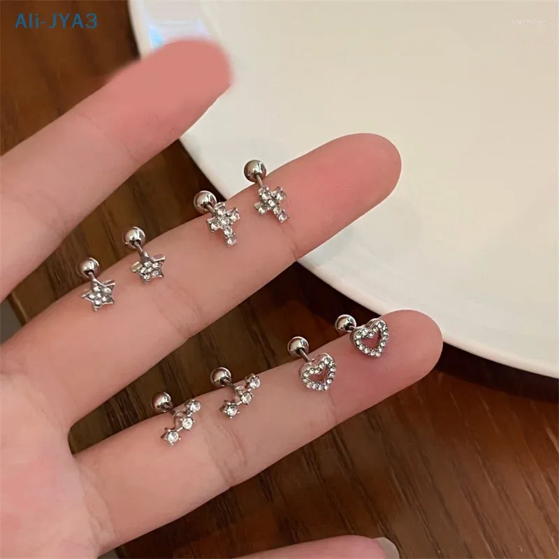 Stud Earrings Fashion Piercing Tragus Heart Star Crystal Ear Studs Cartilage Earring For Women Body Jewelry Gift