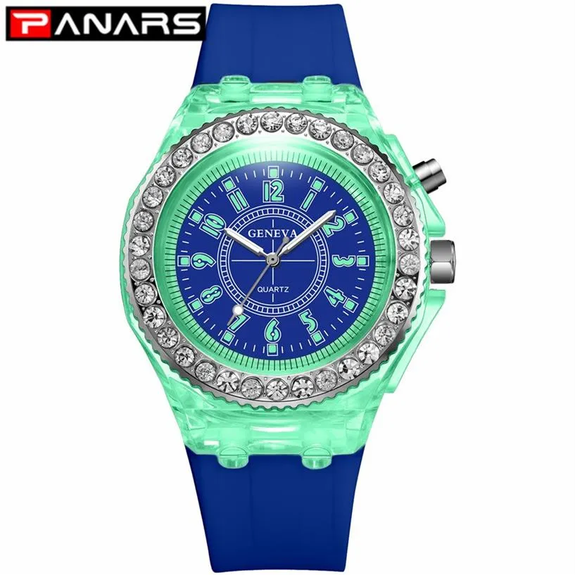 PANARS Elegante diamanten patchwork Kleurrijke sportkwartshorloges Lichtgevende multifunctionele herenhorloges Girls233i