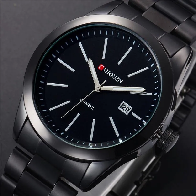 CWP Curren Fashion Men Watches Full Steel Zegarwatch Classic Business Male Clock Casual Military Quartz Calendar Watch ReliOJ270a